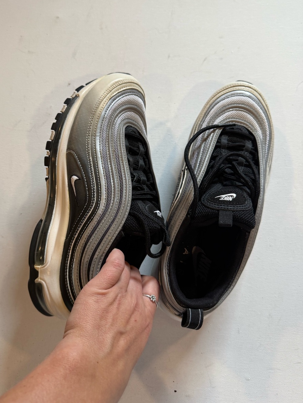 Nike Silver and Black Air Max 97 Sneakers
